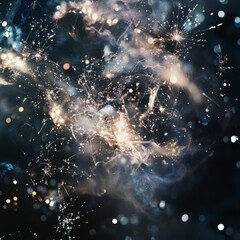 Canvas Print - Abstract image of smoke and lights with a dark background.