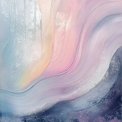 Canvas Print - Abstract painting with flowing lines and swirls in shades of blue, pink, and gray.