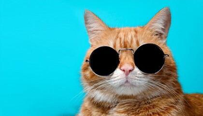 cute portrait of a cat with sunglass