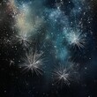 © PuiZera - Abstract starry night sky with white bursts of light, representing fireworks or shooting stars.