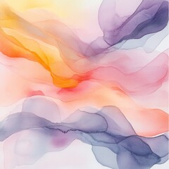 Wall Mural - Abstract watercolor painting with vibrant colors and fluid lines.