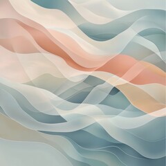 Poster - Abstract wavy background with pastel color palette and 3D effect.