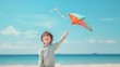© PoyTumStudio - A joyful child flying a colorful kite on a sunny beach, embodying playfulness and the spirit of childhood adventure.