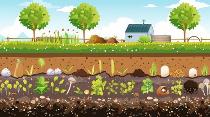 Poster - A graphic explaining the process of composting and its benefits for soil health.