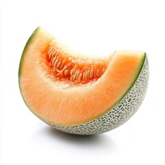 Freshly sliced melon isolated on a white background showcasing juicy fruit texture