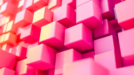 Poster - A vibrant image showcasing numerous pink 3D cubes in a modern abstract geometric art style, creating depth and contrast.