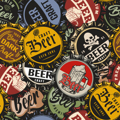 Sticker - Beer caps colorful pattern seamless