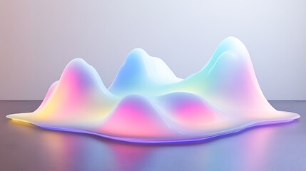 Poster - A vibrant, ethereal landscape with smooth, colorful curves, showcasing an abstract 3D design in a minimalist setting.