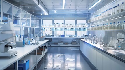 Wall Mural - A medical laboratory where scientists are conducting experiments to find new drug therapies