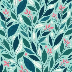 Floral seamless pattern with flowers and leaves Decorative vector pattern abstract background