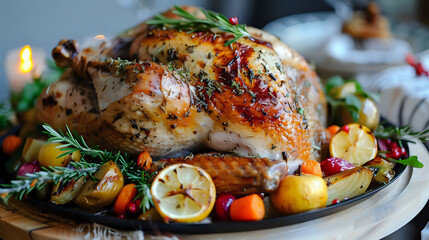 herb-roasted turkey with vegetables, a delicious centerpiece for any holiday celebration