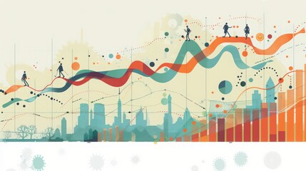 Wall Mural - A mutual fund chart showing the effects of economic cycles on its performance.