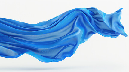 Wall Mural - Blue wavy silk fabric flowing in the air