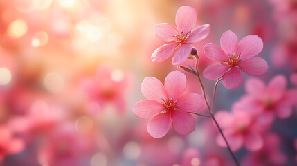 Wall Mural - Beautiful delicate pink flowers close up