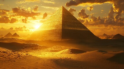 Golden Pyramids at Sunset.