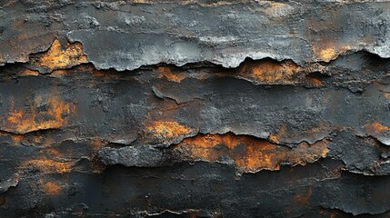 Close-up of a Dark Gray and Orange Rusty Metal Surface