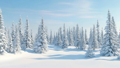 Wall Mural - Snowy Evergreen Forest