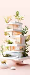 Poster - Modern Minimalist House with Tropical Plants.