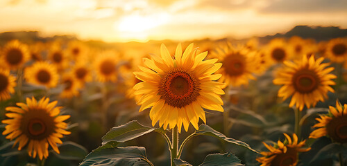 Sticker - Sunflowers at Sunset