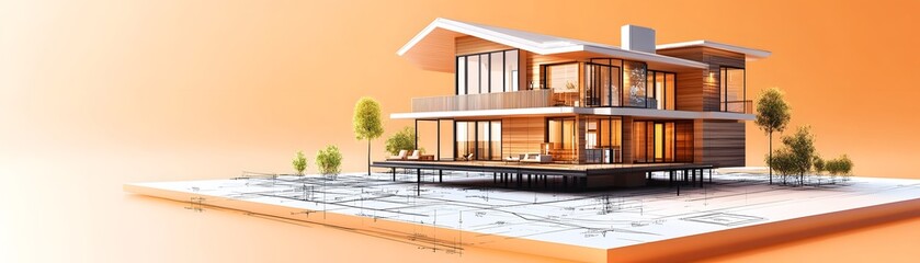 Wall Mural - Modern House Architectural Design Concept.