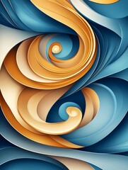 Wall Mural - Abstract Swirling Pattern in Blue and Gold.