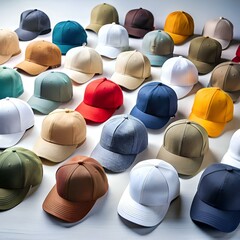 Wall Mural - A vibrant collection of colorful baseball caps. perfect for showcasing fashion. branding. or simply adding a touch of style to any design project.