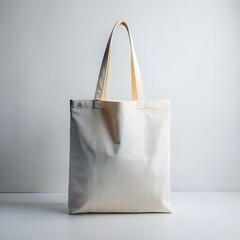 Wall Mural - A clean. white canvas tote bag with natural cotton handles. isolated on a white background.