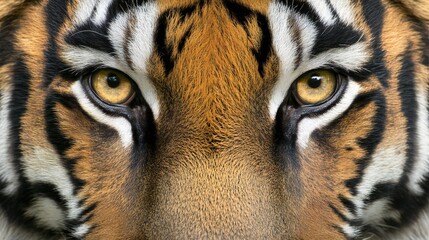 Close-up of tiger's face, hyper-realistic portrait soft fur, natural lighting, safari concept