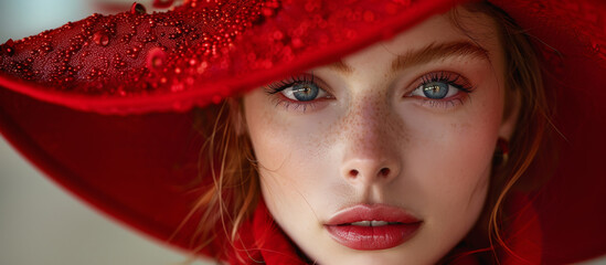 Girl in a red hat close-up