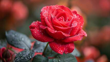 Wall Mural - Beautiful red rose close up