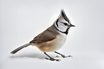 Crested tit bird on white background, AI Generated