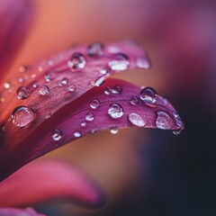 Sticker - Close-up of pink flower petals with water droplets.