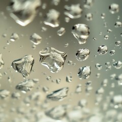 Canvas Print - Close-up of raindrops on a window pane, with a soft focus background.