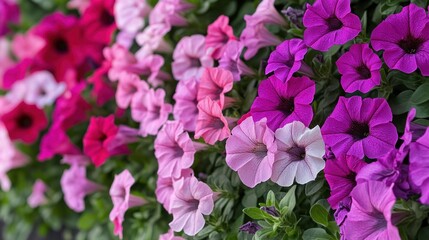 Sticker - A Vibrant Display of Pink and Purple Petunias