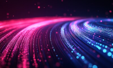 Fototapete - Abstract Technology Background with Pink and Blue Light Streaks