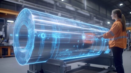 Poster - High-Tech Industry 4.1: Team of Engineers and Professionals in a Manufacturing Factory that is Visualized with Graphics into Automated Machines.