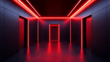 Poster - Empty studio with wall and spotlights, abstract technology background, gradient in empty studio, product presentation background.
