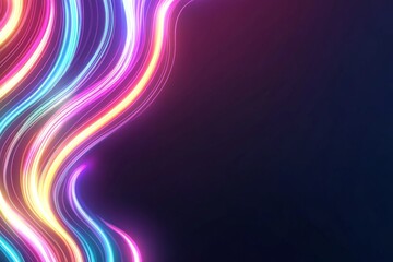 Poster - The neon lines and graphic designs are mesmerizing, contemporary and futuristic for use in digital artwork, creativity and information technology. The waves and abstract colors provide an accent to