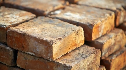 Poster - Stack of Old Red Bricks in the Sunlight