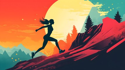Wall Mural - a flat design of a fitness challenge app with intuitive goal setting and tracking features