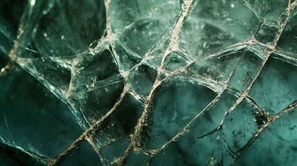 Poster - Captivating Fractured Glass Macro Photography with Intricate Lines and Splits   A close up shot highlighting the detailed and mesmerizing patterns created by the shattered surface of glass