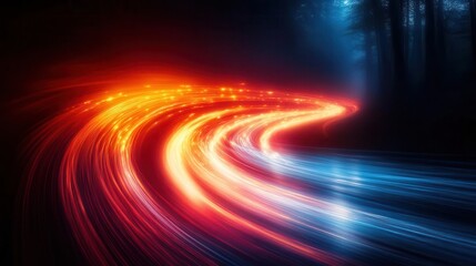 vibrant light trails swirling colors long exposure photography abstract patterns dark background dynamic energy motion blur