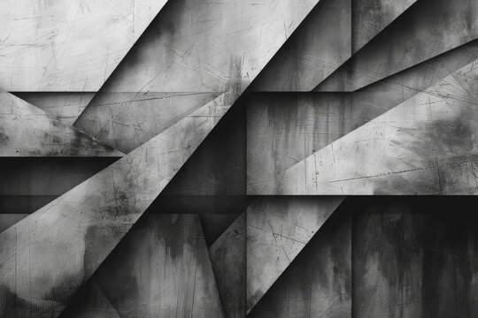 Minimalist composition of intersecting triangles. Rendered in monotone with texture and opacity.