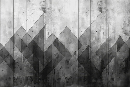 Minimalist composition of intersecting triangles. Rendered in monotone with texture and opacity.
