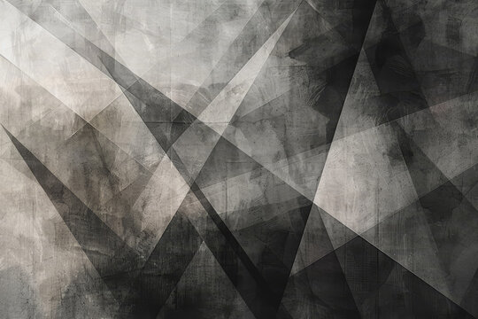 Minimalist composition of intersecting triangles. Rendered in monotone with texture and opacity.