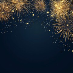 Poster - Golden fireworks display against a dark blue night sky, leaving space for text.