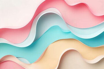 Poster - Abstract Background with Wavy Pastel Paper Shapes