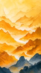 Poster - yellow natural scene landscape illustration poster background