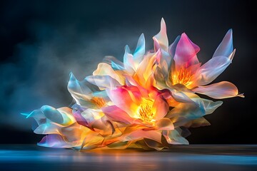 Canvas Print - Abstract Floral Arrangement with Glowing Petals.