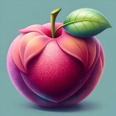 A stylized illustration of a pink apple with a single green leaf. perfect for adding a touch of playful whimsy to your designs.